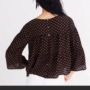 Madewell silk teared button back top